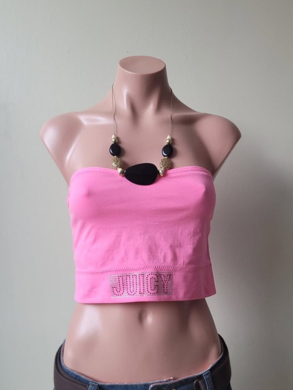 Juicy Couture Hot Pink Tube Top Strapless Camisole Bustier Crop Top 1X